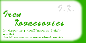 iren kovacsovics business card